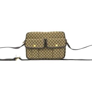 CELINE Macadam Blazon Pattern Canvas Leather Genuine Shoulder Bag Pouch Sacoc...